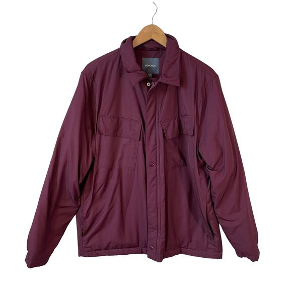 Bonobos Mens Slim Fit Coaches Full Zip Jacket Burgundy Sz Medium Classic Utility - Picture 2 of 10